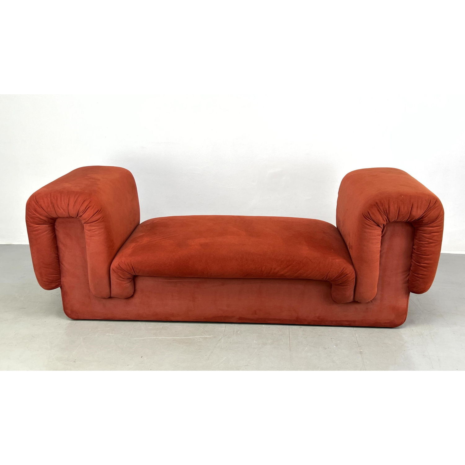 Appraisal: Contemporary Orange Upholstered Bech Lounge Decorator Look Dimensions H inches