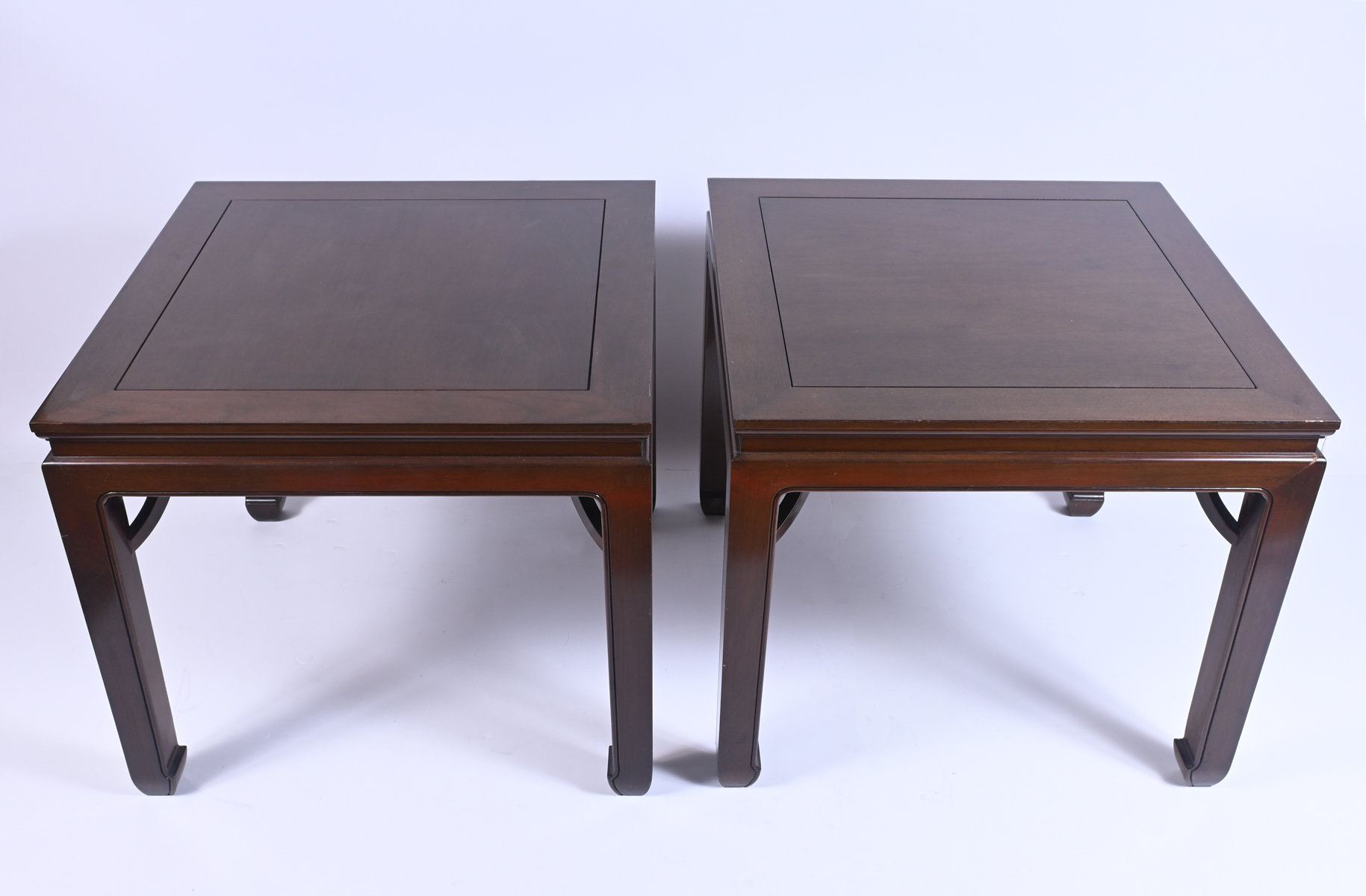 Appraisal: PAIR OF CHINESE ROSEWOOD MING STYLE END TABLES Modern Chinese