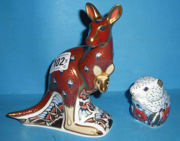 Appraisal: Royal Crown Derby Paperweights kangaroo And Coockoo Mouse