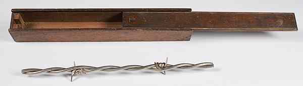 Appraisal: Western Ephemera Barbed Wire Sample in Custom-Made Wooden Case A