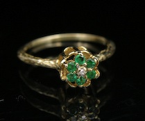 Appraisal: A Ladies' Gold Emerald and Diamond Ring k yellow gold