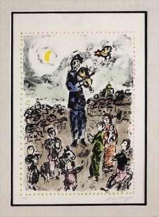 Appraisal: AFTER MARC CHAGALL - FIDDLE PLAYER Lithograph in color x