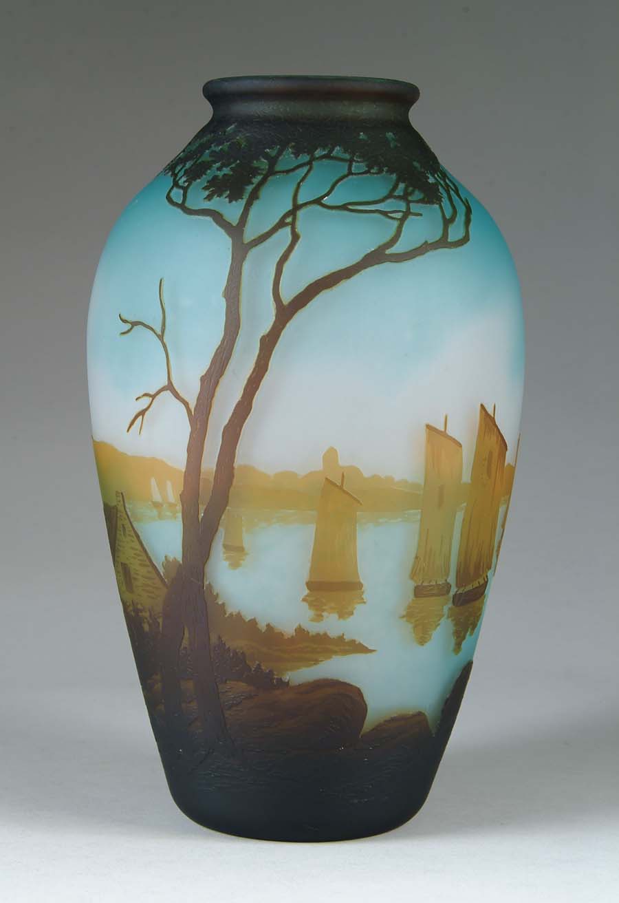 Appraisal: MULLER FRES LUNEVILLE NAUTICAL SCENE VASE Large classic form bulbous