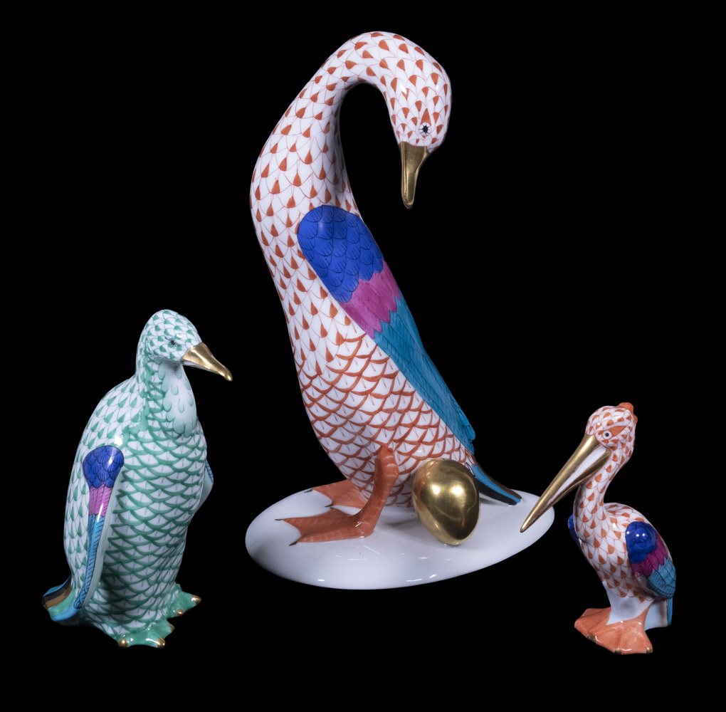 Appraisal: HEREND BIRD FIGURINES Lot of Hungarian Hand Painted Porcelain Figurines