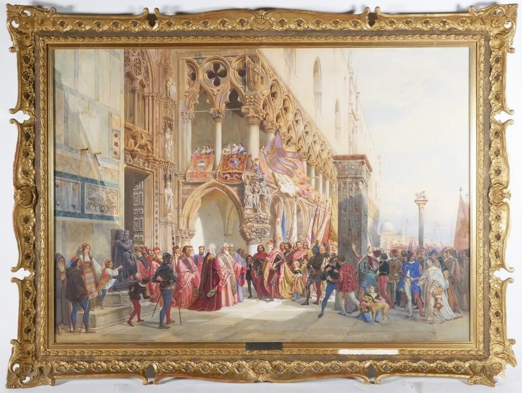 Appraisal: Monumental watercolor on paper by Carl Friedrich Heinrich Werner German