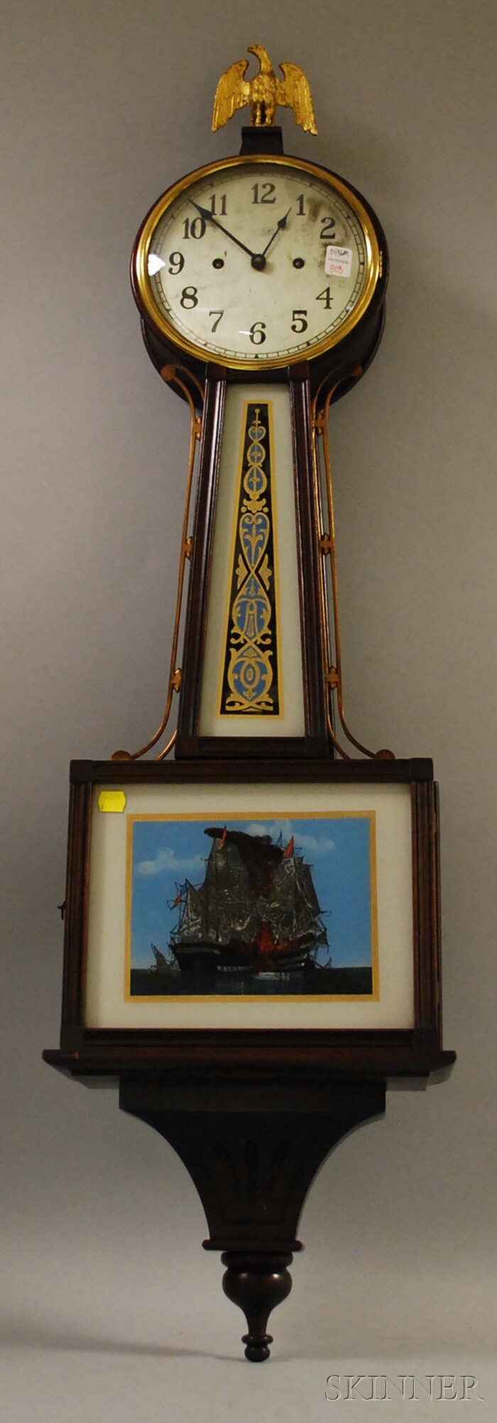 Appraisal: New Haven Clock Co Willard Mahogany and Eglomise Glass Banjo