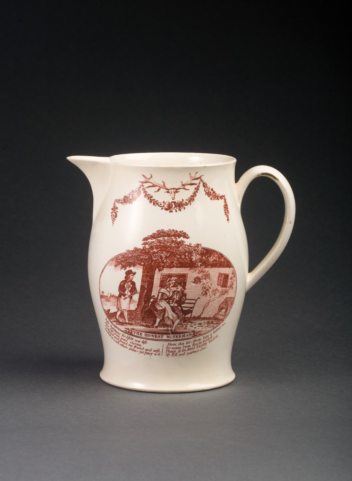 Appraisal: ENGLISH CREAMWARE SEPIA TRANSFER-PRINTED JUG PROBABLY STAFFORDSHIRE CIRCA - Printed