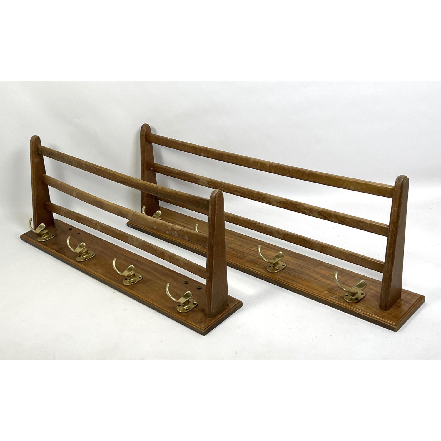 Appraisal: Pair Mid Century Modern Shelf Coat racks Wall mount Dimensions