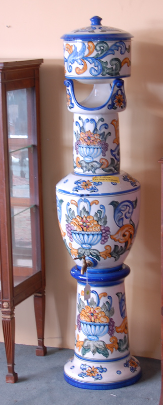 Appraisal: A Spanish Pottery Dispenser in a five piece stack the