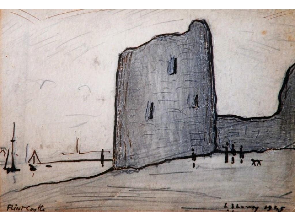 Appraisal: LAURENCE STEPHEN LOWRY - PENCIL DRAWING 'Flint Castle' titled lower