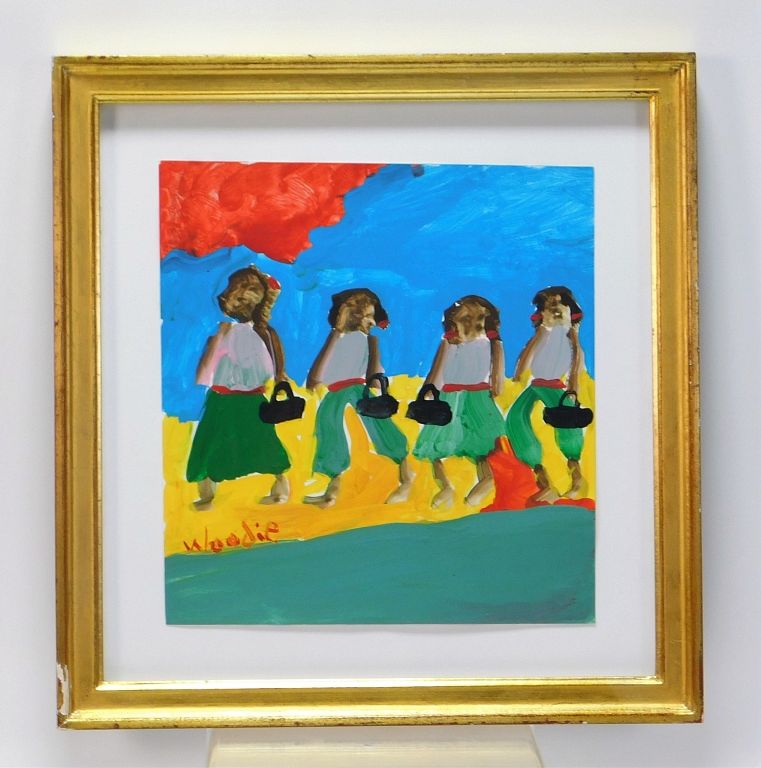 Appraisal: Woodie Long Four Figures Memory Painting Woodie Long Alabama Florida