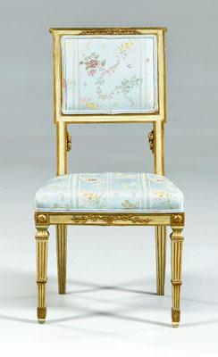 Appraisal: Louis XVI style side chair gold and putty-colored paint decoration