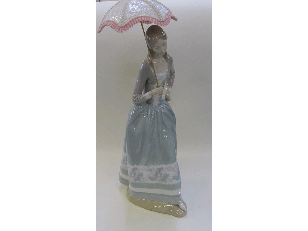 Appraisal: Two large Lladro figures to include woman with umbrella by