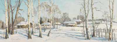 Appraisal: Vladimir Tupisov Russian b February Russian Village Oil on canvas