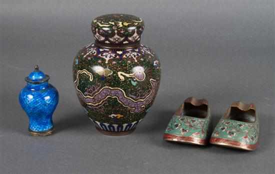 Appraisal: Japanese cloisonne enameled ginger jar miniature enameled vase and a