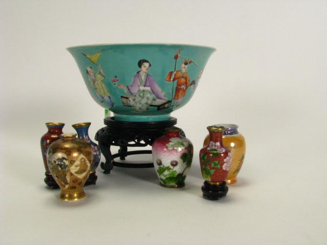 Appraisal: Group of Decorator Oriental Porcelain including six miniature enameled and