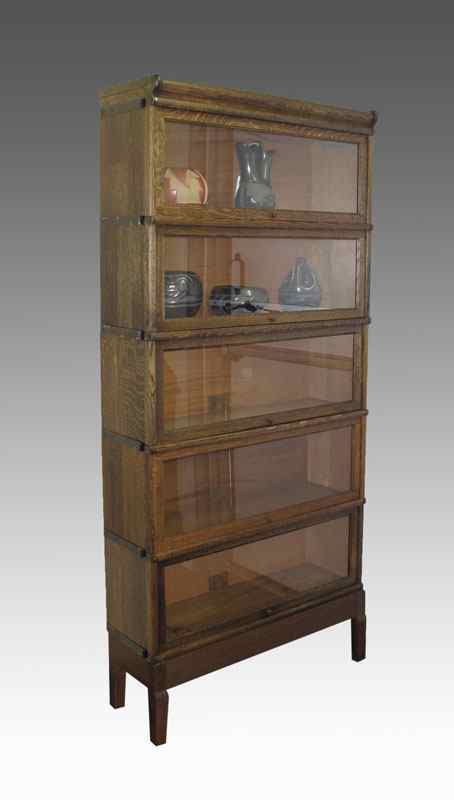 Appraisal: GLOBE WERNICKE TIGER OAK BARRISTER BOOKCASE metal bound stacks beautifully