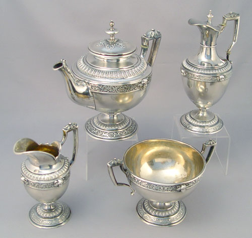 Appraisal: PIECE RUSSIAN SILVER TEA SET Backstamp '' '' along with