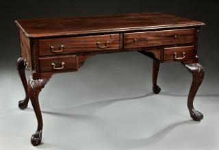 Appraisal: Chippendale Style Carved Mahogany Partner's Desk early th c the