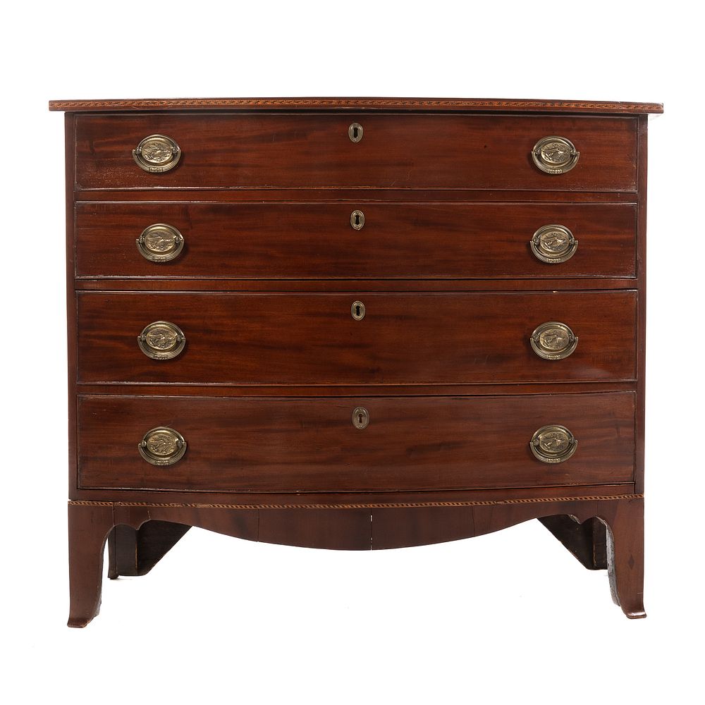 Appraisal: Massachusetts Federal Mahogany Chest Circa bowed front flat top with