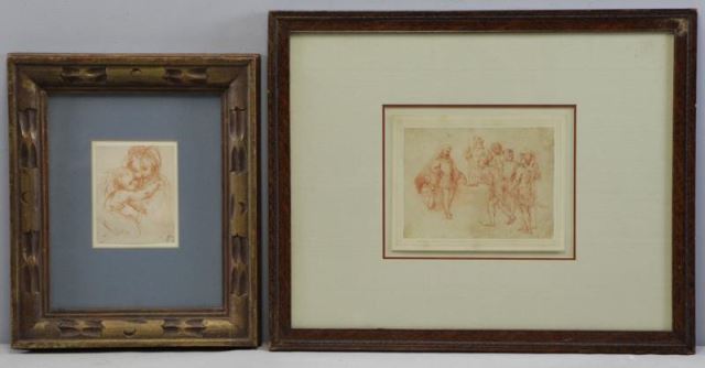 Appraisal: Two th th C Red Chalk Figural Drawings Mother and