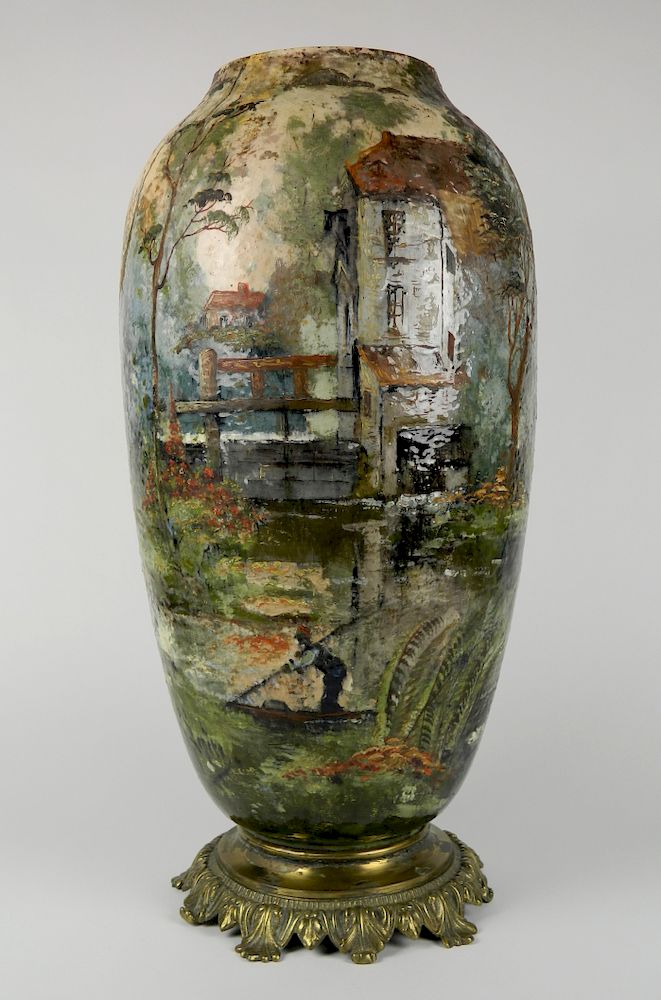 Appraisal: Auguste Lepere glazed ceramic vase Auguste Lepere French - glazed