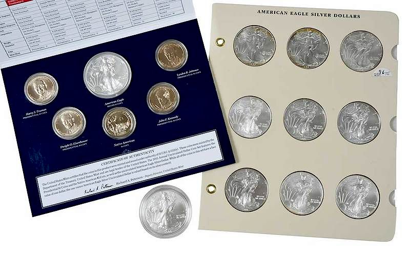 Appraisal: Silver Eagles UNC Proof Burnished uncirculated Silver Eagles ten proof