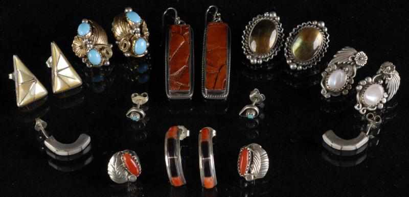 Appraisal: Lot of Native American Indian Earring Pairs Description All four