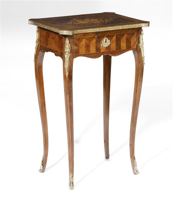 Appraisal: A MARQUETRY SIDE TABLE Napoleon III in Louis XV style