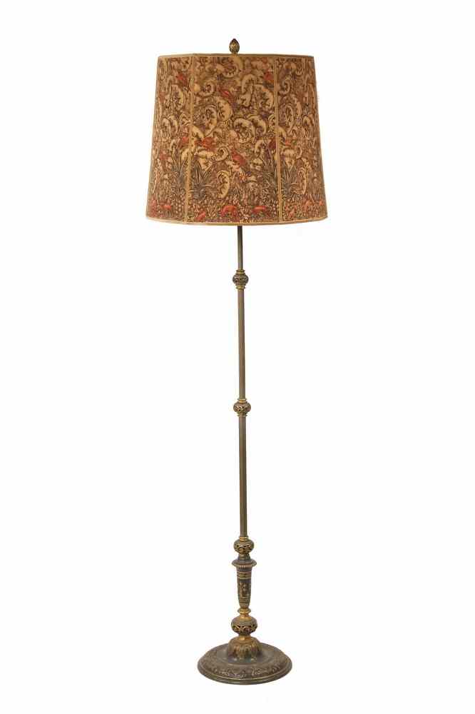 Appraisal: PEWTER GOLT FINISH FLOORLAMP - Romanesque Revival Floor lamp s