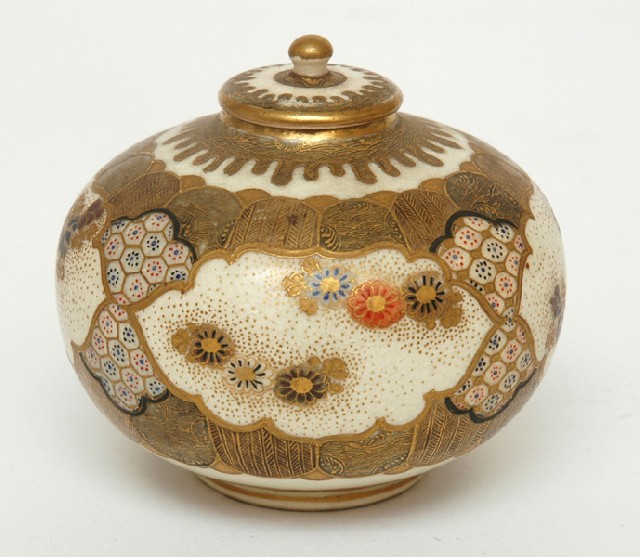 Appraisal: A JAPANESE SATSUMA VASE AND COVER Meiji Period - Of