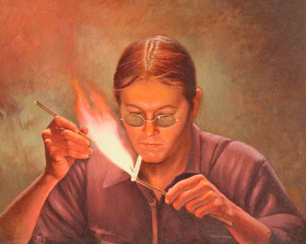 Appraisal: CASTRO Mario American - The Glass Blower Oil Canvas ''