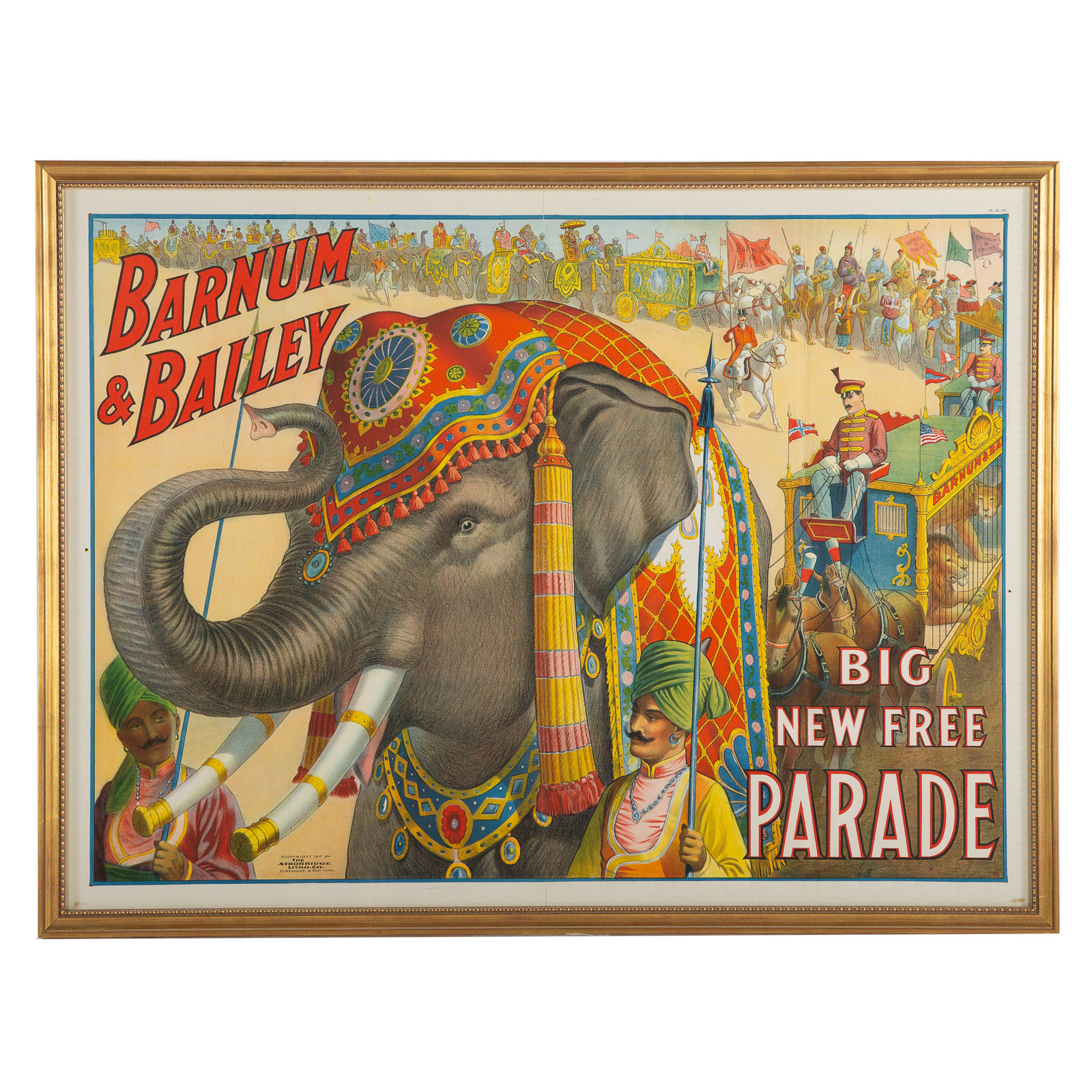 Appraisal: BARNUM BAILEY LITHOGRAPH AD POSTER Big New Free Parade sight