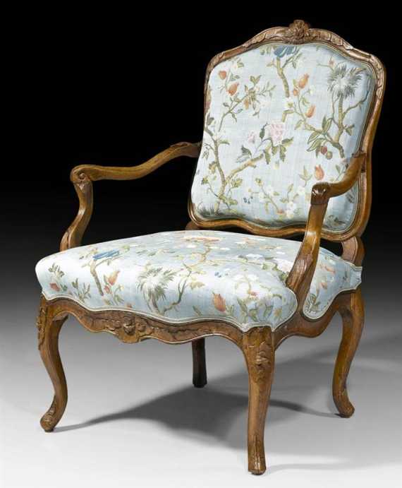 Appraisal: ARMCHAIR Louis XV Venice th century Shaped and carved walnut