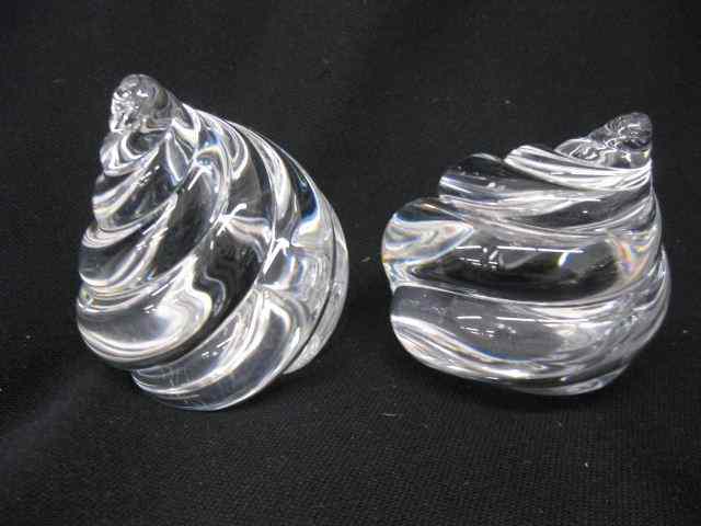 Appraisal: Pair of Steuben Crystal Paperweight swirling shell design '' signed