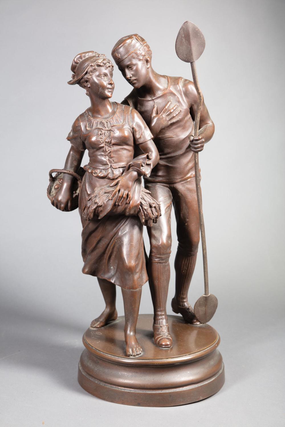 Appraisal: Bronze Figural Group of a Sailor Courting a Maiden after