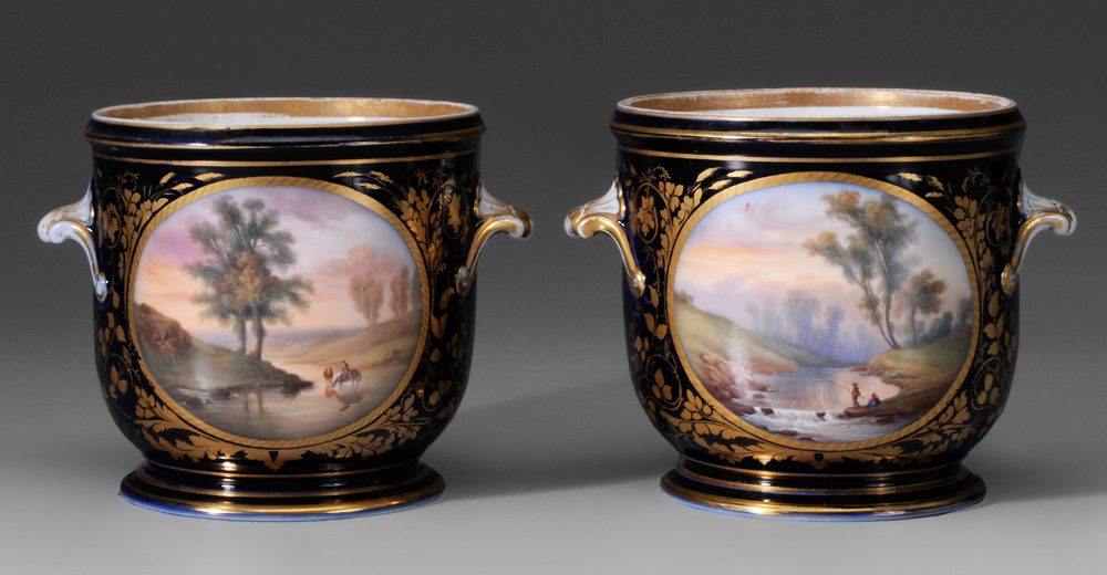 Appraisal: Fine Pair Porcelain Cachepots British or Continental late th century