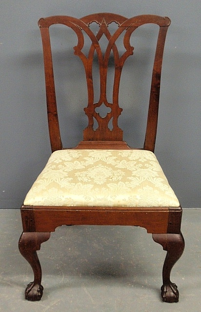 Appraisal: - Philadelphia Chippendale walnut side chair c with pierced gothic