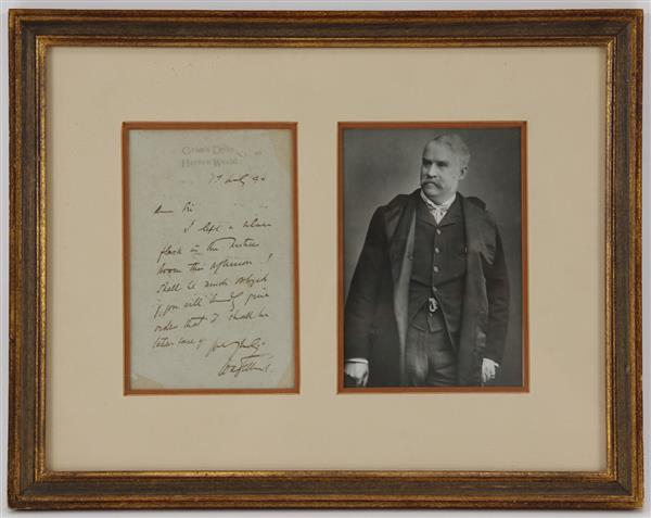 Appraisal: Sir William Schwenck Gilbert English Librettist Framed handwritten letter dated