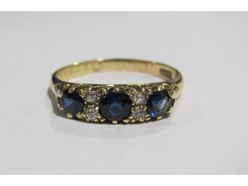 Appraisal: A Victorian ct gold sapphire and diamond set dress ring