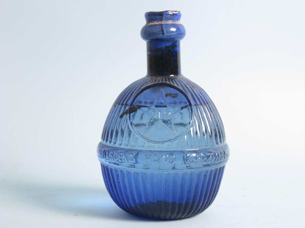 Appraisal: A Star Hardens blue glass fire Grenade