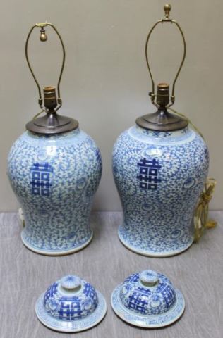 Appraisal: Two Vintage Signed Chinese Ginger Jars Mounted as lamps but