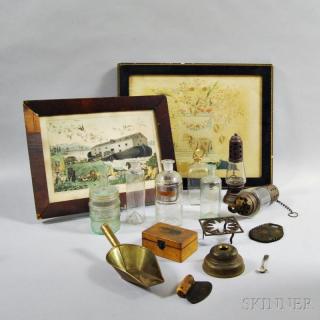 Appraisal: Group of Decorative Items including two oil lamps a colorless