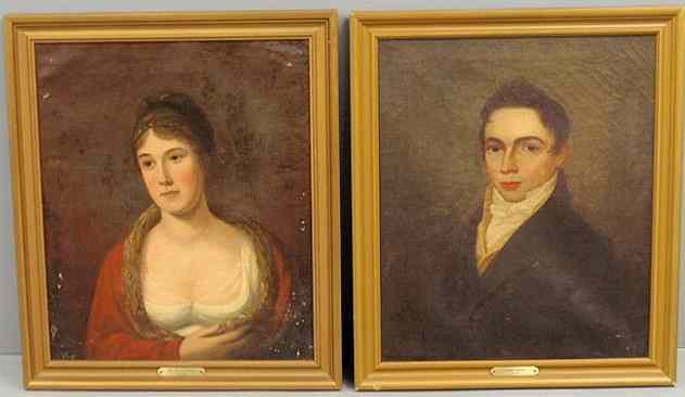 Appraisal: Pair of oil on canvas portraits of Alfred Crease -