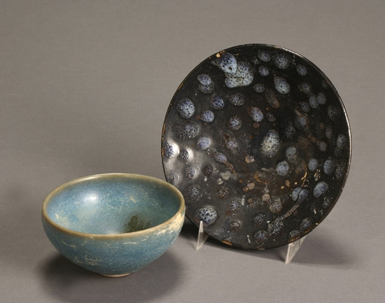 Appraisal: Chinese Phosphatic-Splashed Black Glazed Bowl and a Junyao Bowl Tang-Song