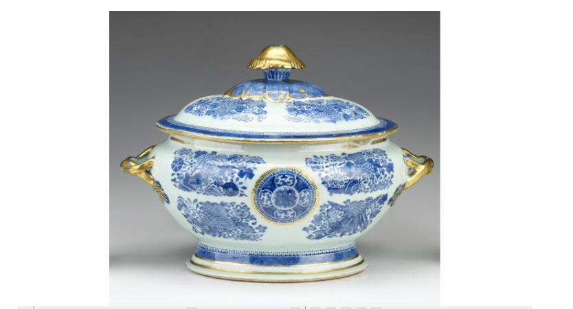 Appraisal: Chinese Export blue and white porcelain 'Fitzhugh' pattern armorial tureenqianlong