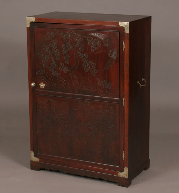 Appraisal: Chinese carved cabinet with interior compartments Paneled front door with