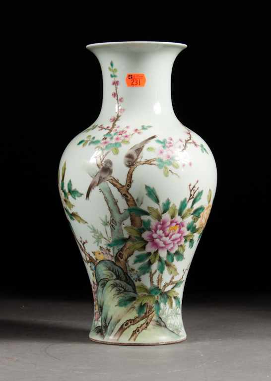 Appraisal: Chinese Famille Rose porcelain vase Republic Period bird floral and