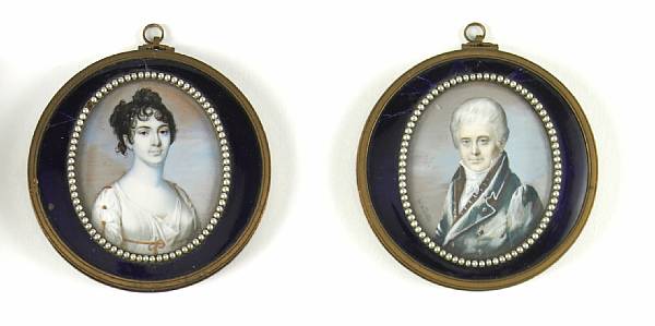 Appraisal: A pair of French oval portrait miniatures on ivory th