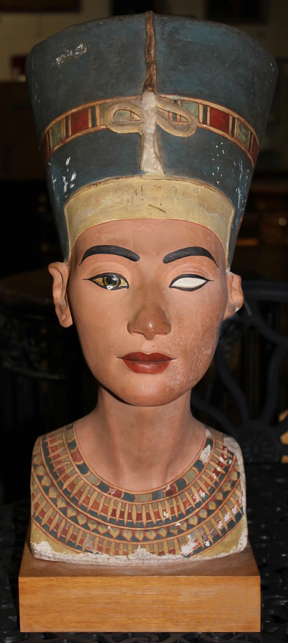 Appraisal: QUEEN NEFERTITI REPRODUCTION BUST composed of plaster and painted after